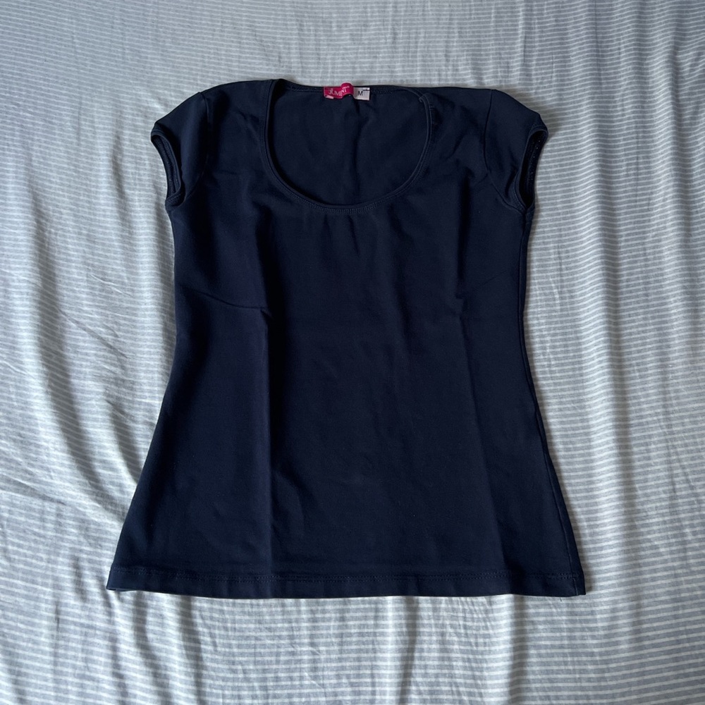 jument navy blue milkmaid cap sleeve top